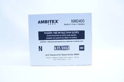 Ambitex NMD400 Powder Free Nitrile Exam Gloves, Medium - Box of 1,000